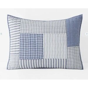 Company Kids Stripe Block Yarn-Dyed Patchwork Quilted Standard Sham Blue/White
